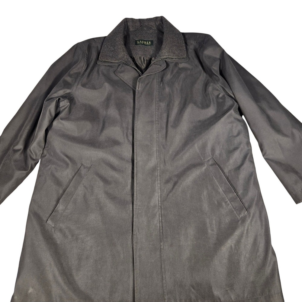 Lauren Ralph Lauren Mens Car Coat Charcoal Grey Quilted Lining 44R Full Zip Jckt